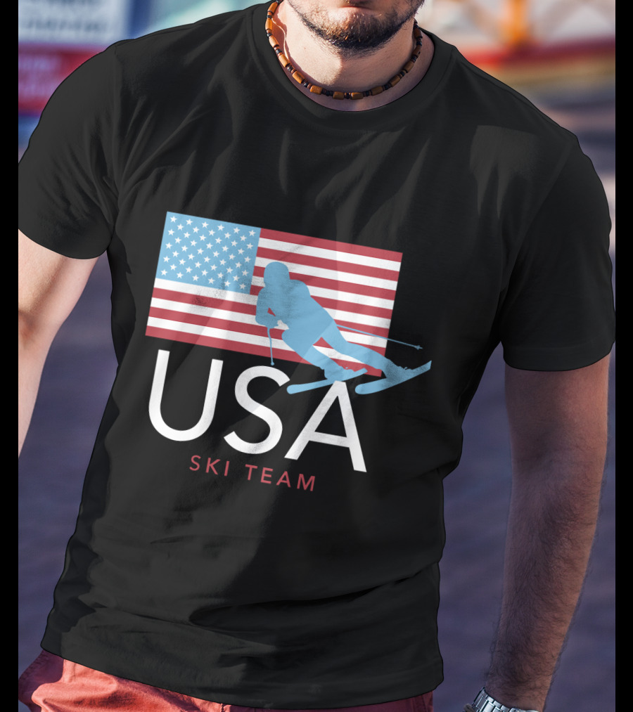 USA Ski Team American Flag Winter Sports Games Skier T-Shirt