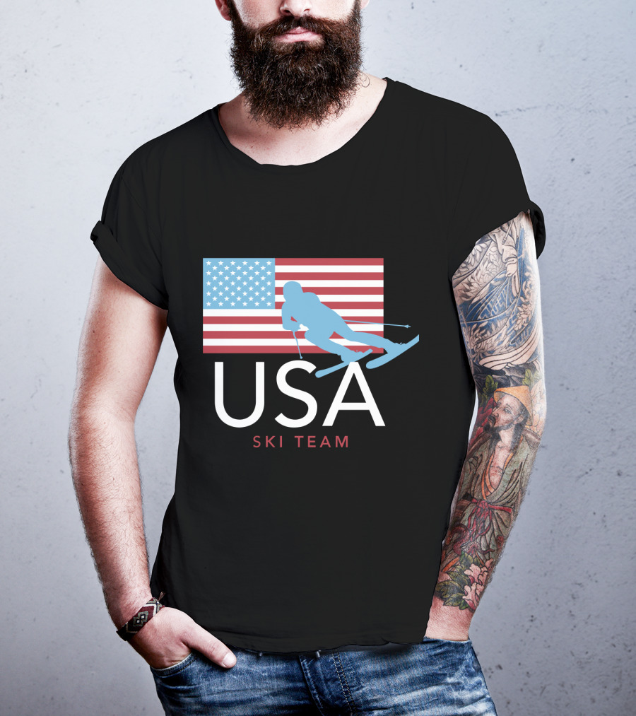 USA Ski Team American Flag Winter Sports Games Skier T-Shirt