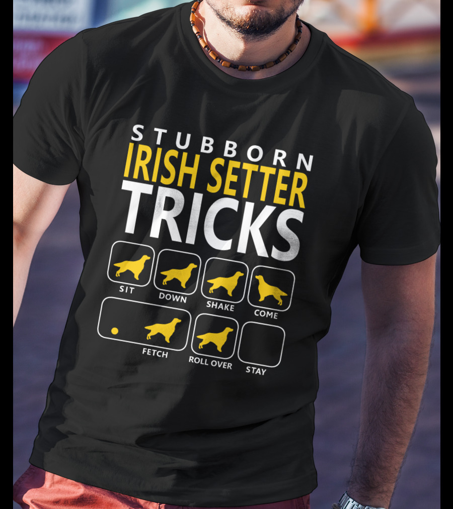 Stubborn Irish Setter Tricks Sit Down Shake Come Fetch Roll Over Stay T-Shirt