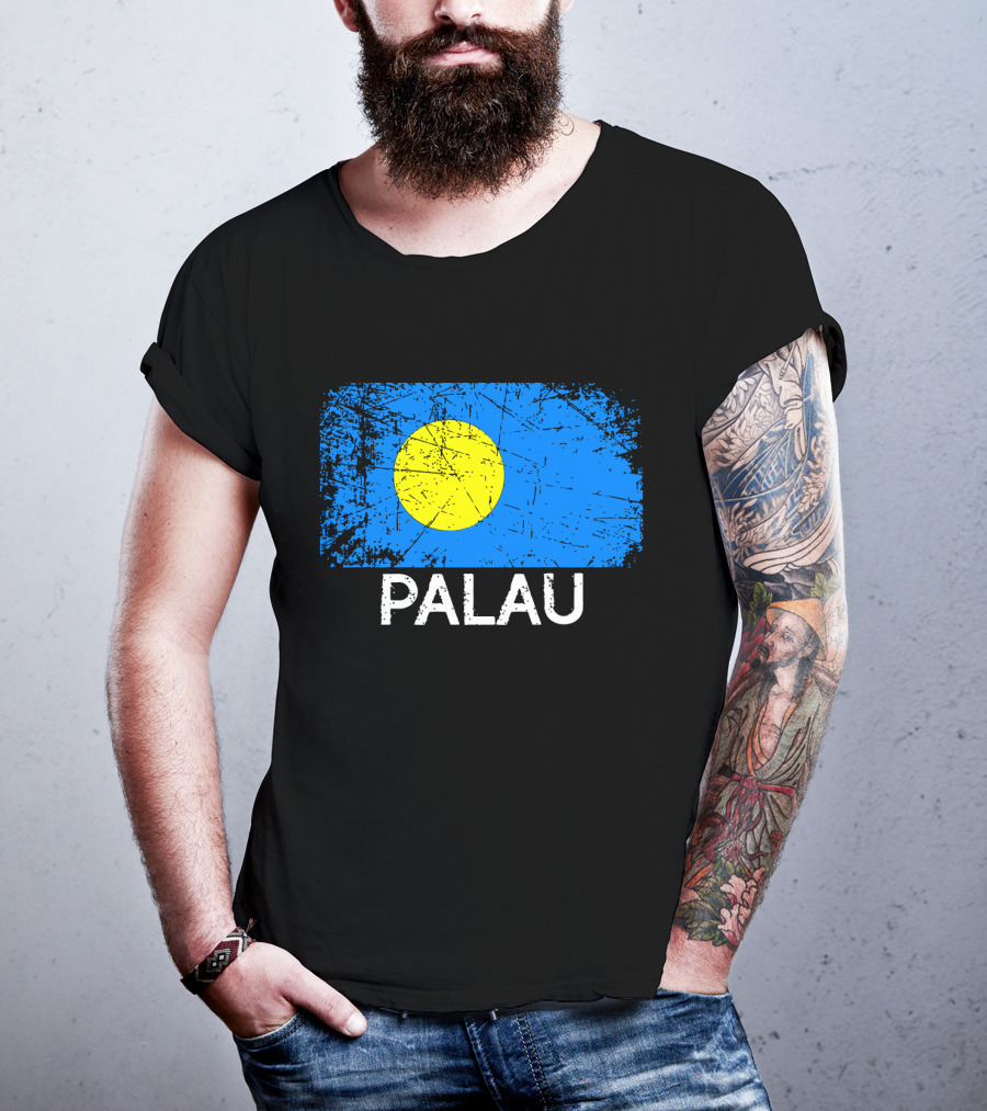Vintage Palauan Flag Graphic Palau T-Shirt