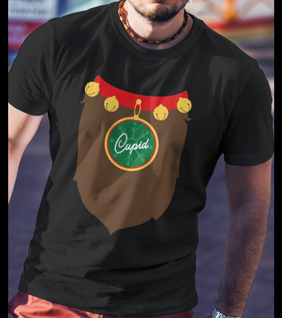 Reindeer Costume Christmas Cupid Santa Bells And Antlers T-Shirt