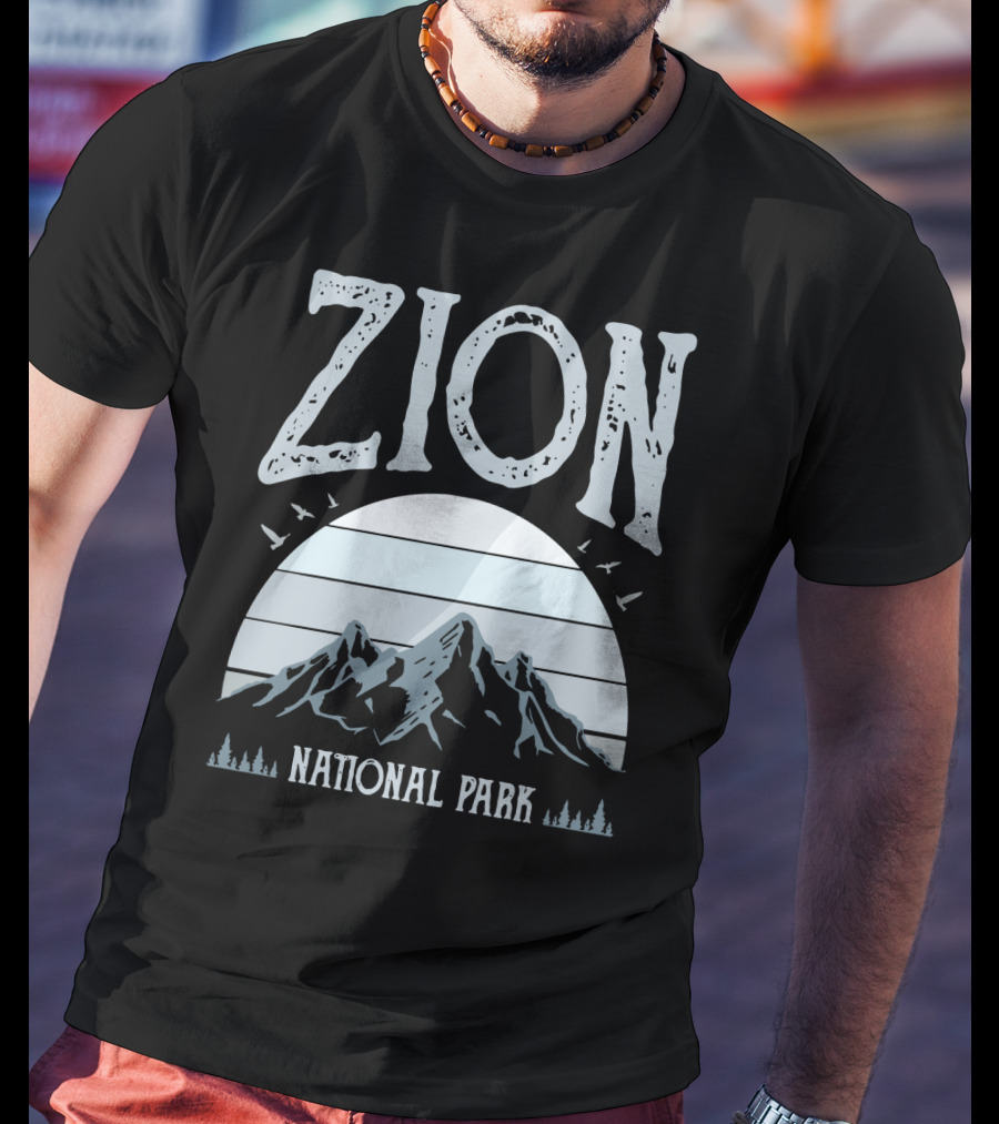 Zion National Park Mountains With Sun And Birds T-Shirt