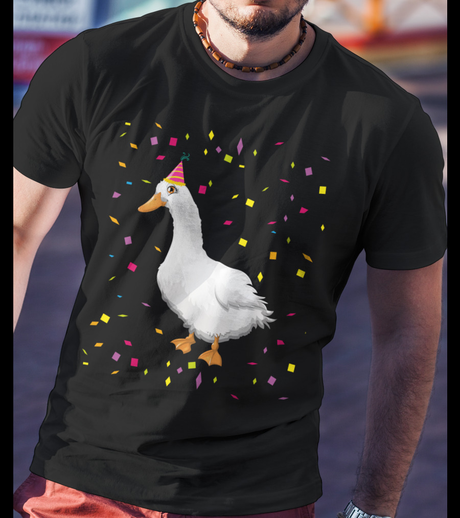 Funny Duck Birthday Party Hat Confetti T-Shirt