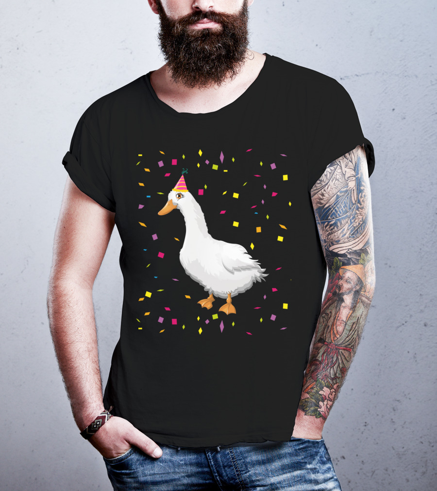 Funny Duck Birthday Party Hat Confetti T-Shirt