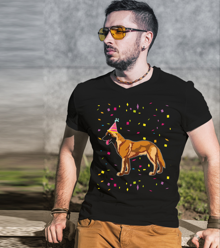 Funny Belgian Malinois Birthday Party Confetti Hat T-Shirt