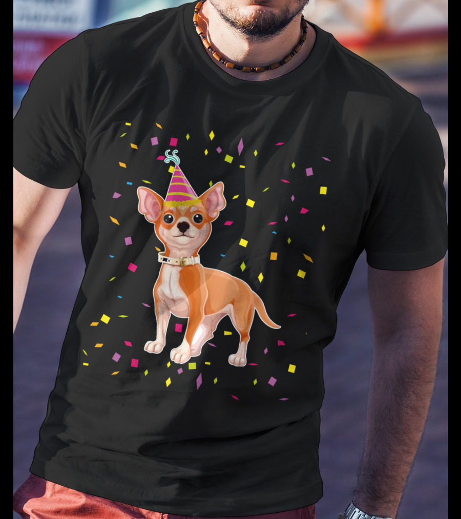 Birthday Chihuahua Party Hat Confetti T-Shirt