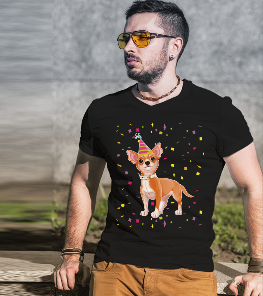 Birthday Chihuahua Party Hat Confetti T-Shirt