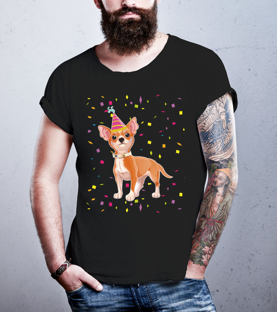 Birthday Chihuahua Party Hat Confetti T-Shirt