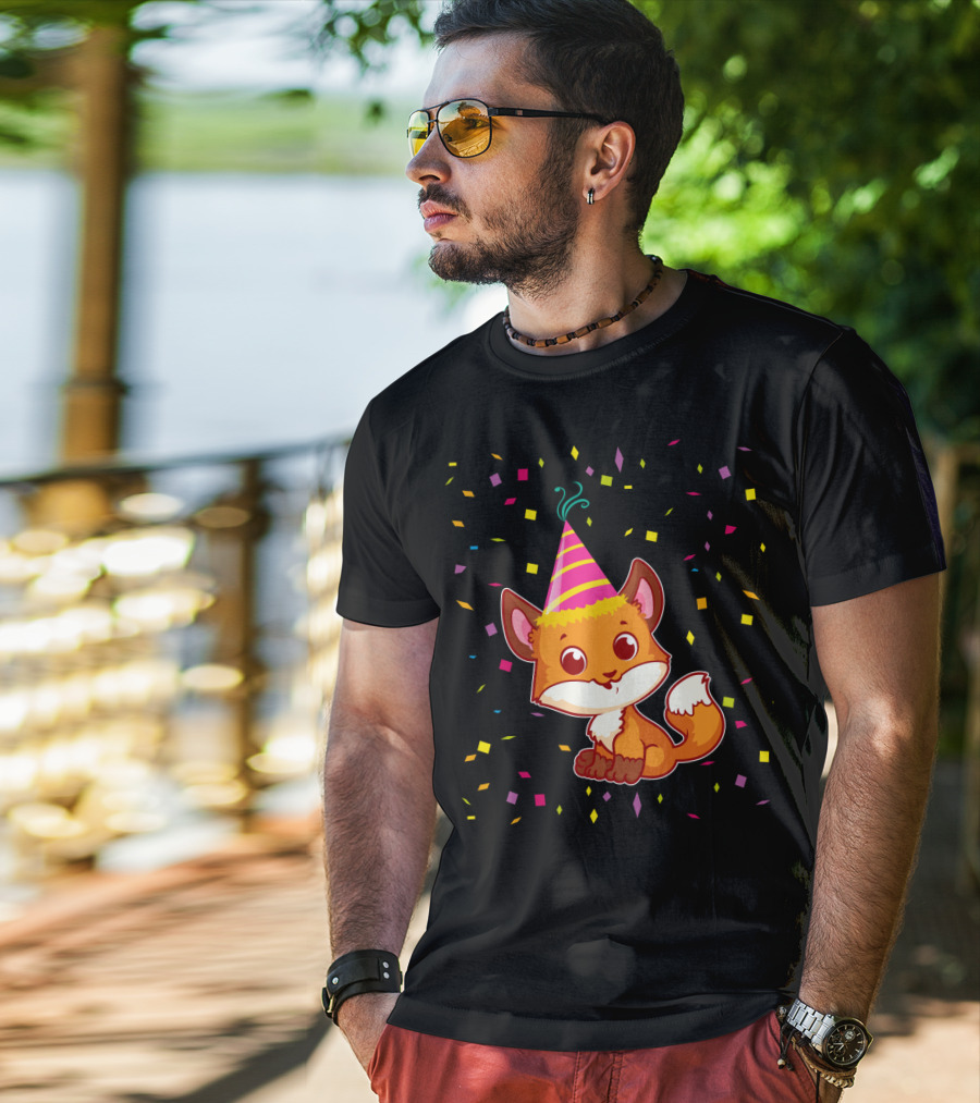 Funny Fox Birthday Confetti T-Shirt