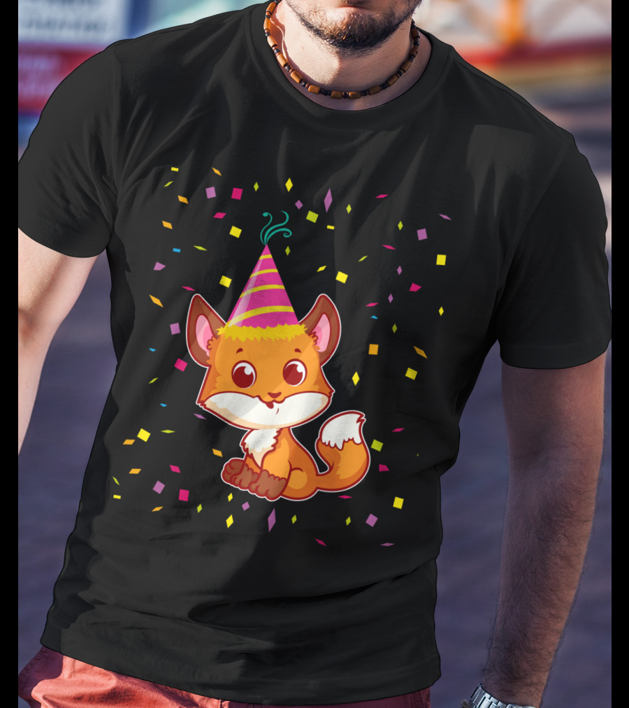Funny Fox Birthday Confetti T-Shirt