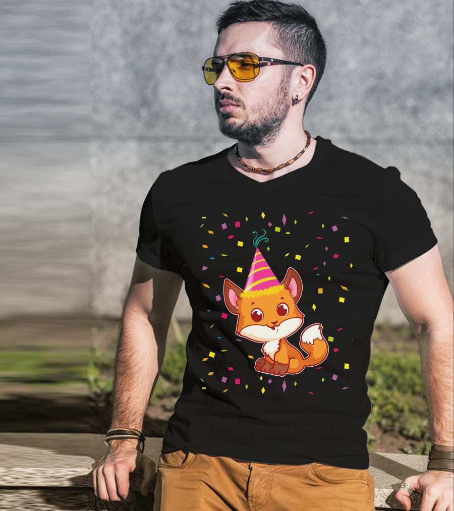 Funny Fox Birthday Confetti T-Shirt
