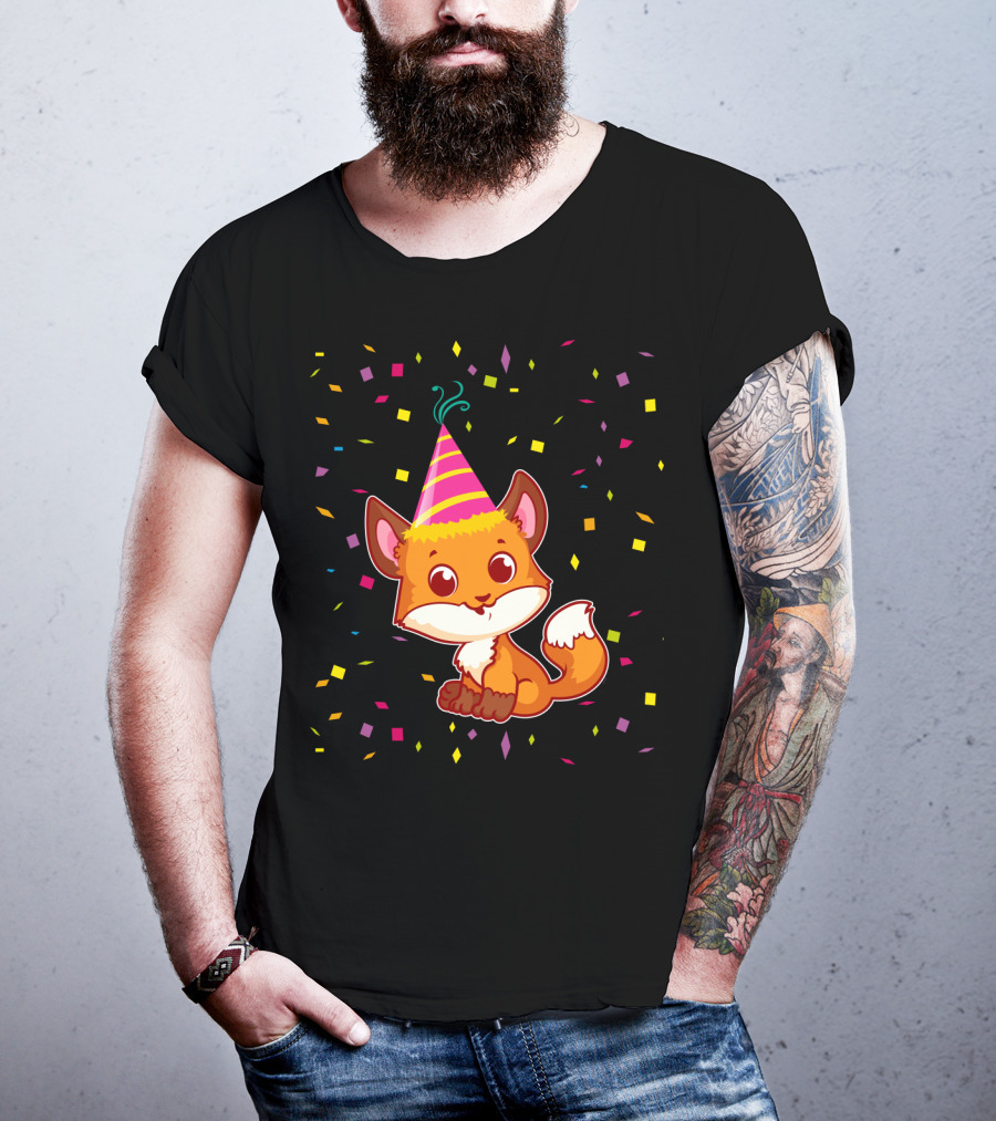 Funny Fox Birthday Confetti T-Shirt
