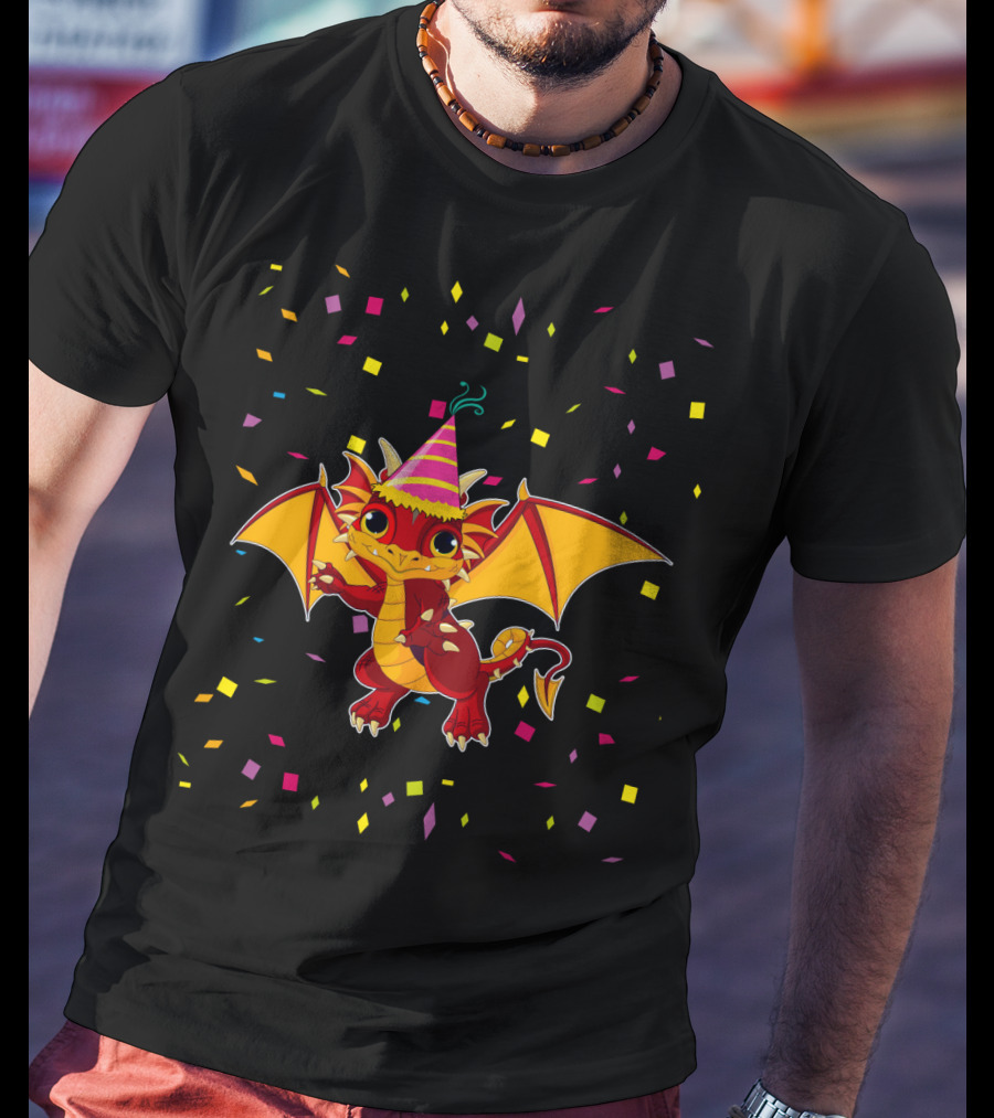 Funny Dragon Birthday Party Confetti T-Shirt
