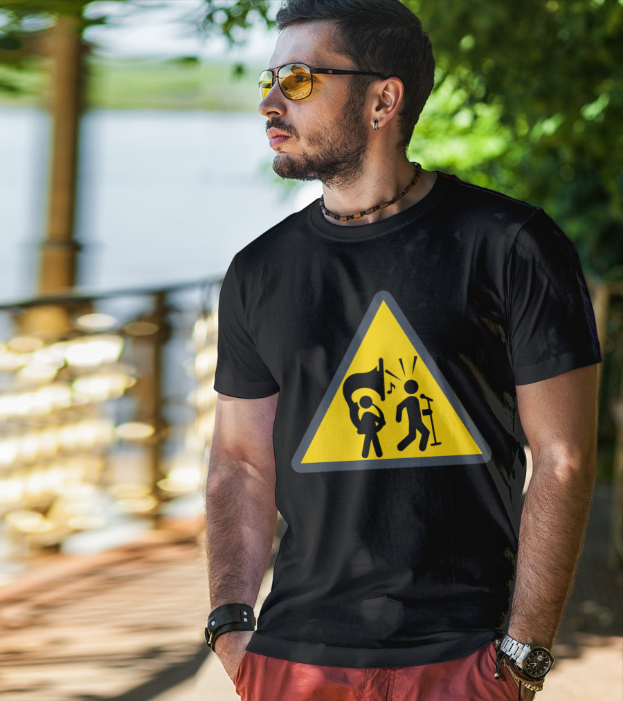 Warning Tuba Player Stick Figure Comedy T-Shirt
