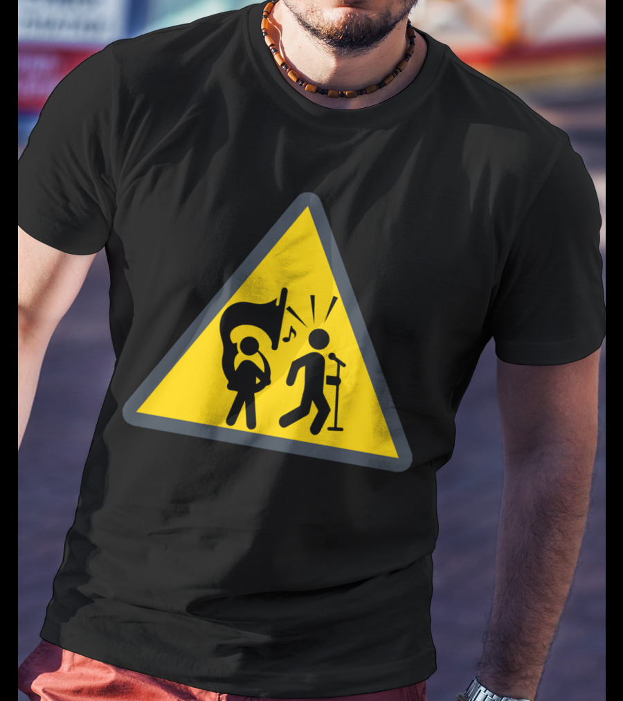 Warning Tuba Player Stick Figure Comedy T-Shirt