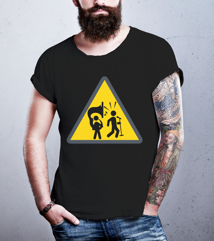 Warning Tuba Player Stick Figure Comedy T-Shirt