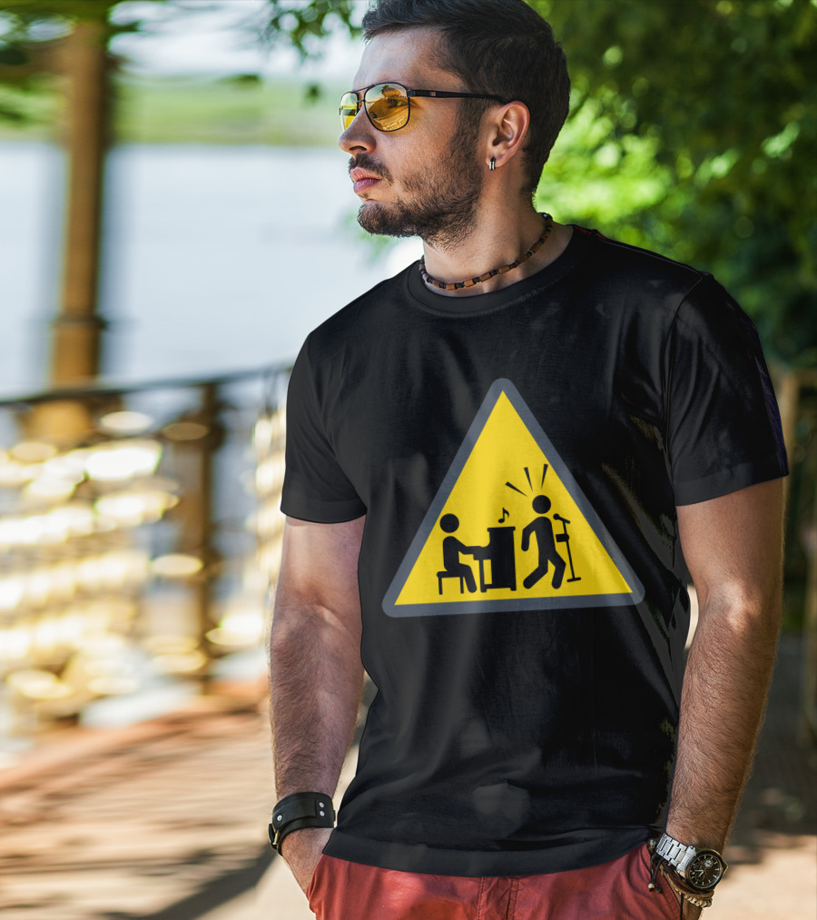 Funny Piano Warning Sign Music Humor T-Shirt