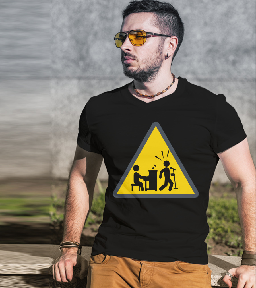 Funny Piano Warning Sign Music Humor T-Shirt