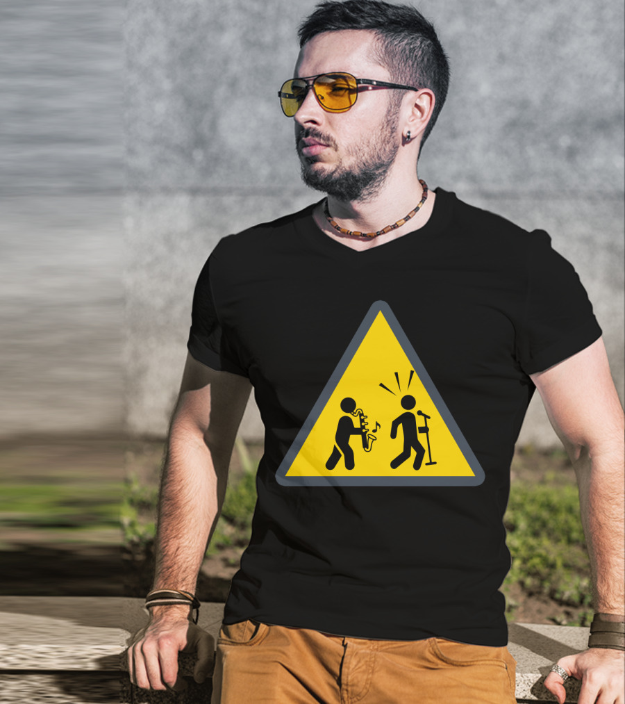Funny Bass Clarinet Caution Sign Musician Warning T-Shirt