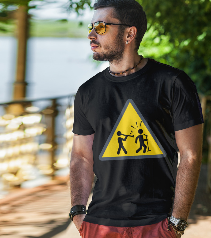 Funny Oboe Caution Sign Musicians Warning T-Shirt