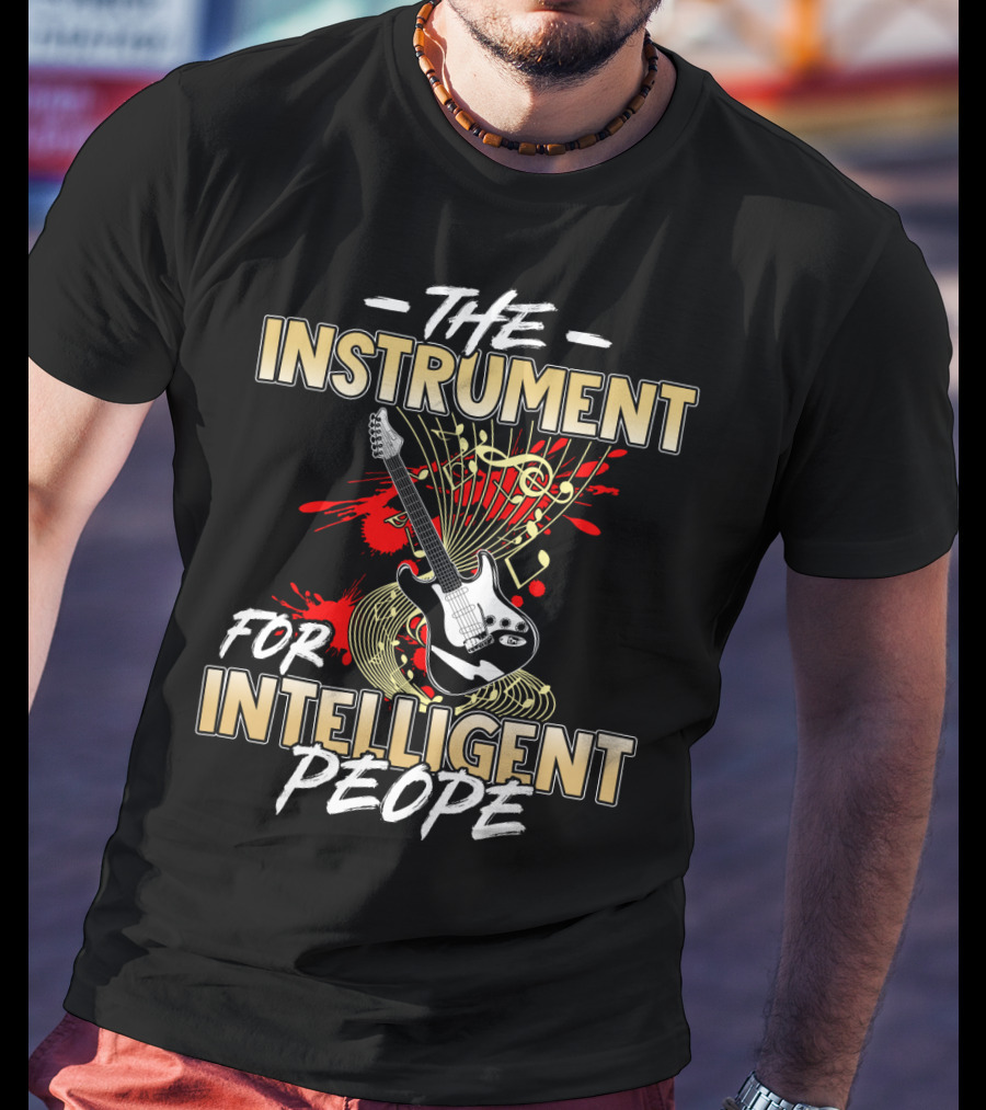 Guitar The Instrument For Intelligent People Electric Music Notes T-Shirt