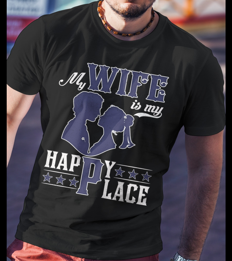 My Wife Is My Happy Place Silhouette Stars T-Shirt