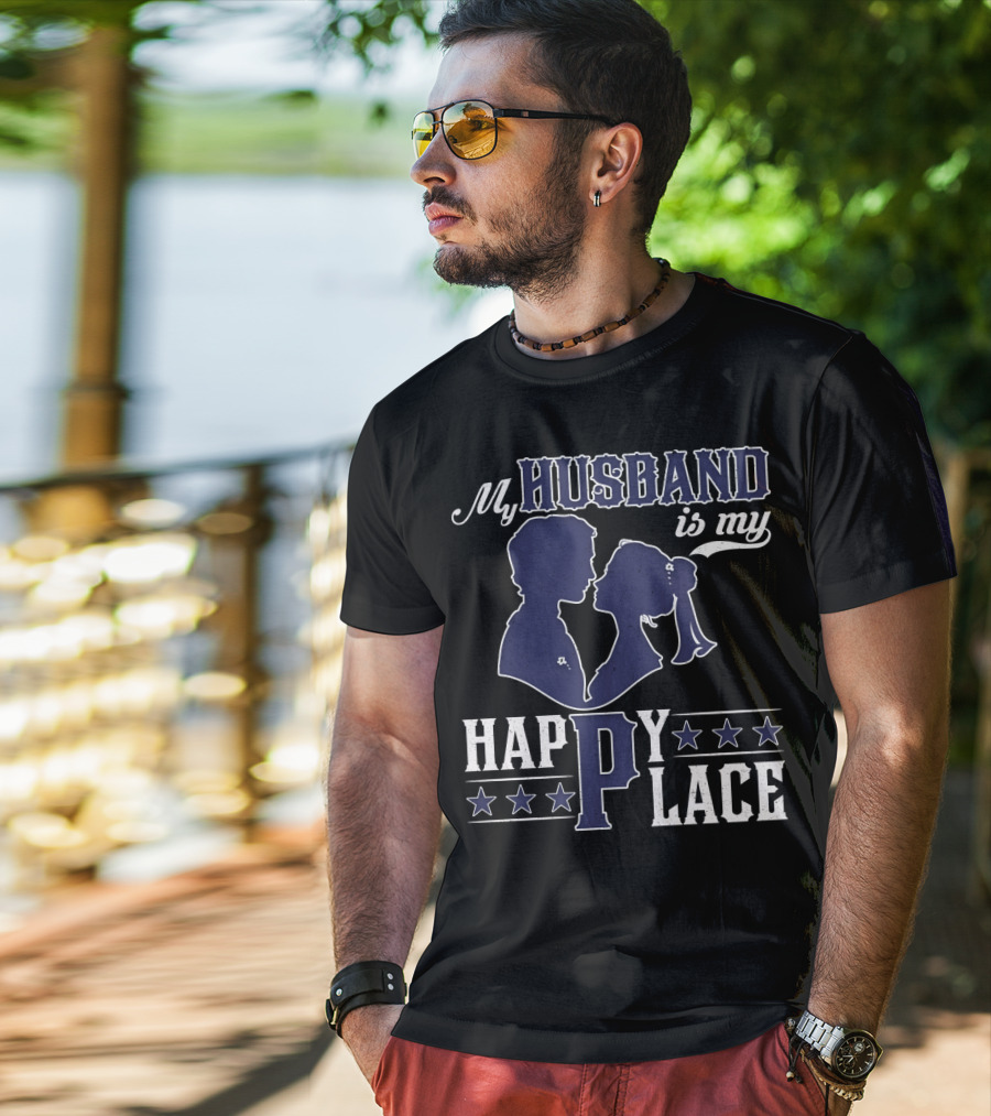 My Husband Is My Happy Place Silhouette Stars T-Shirt