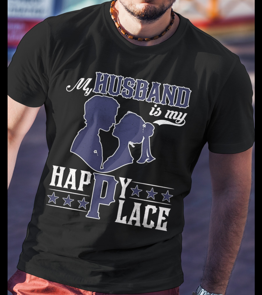 My Husband Is My Happy Place Silhouette Stars T-Shirt