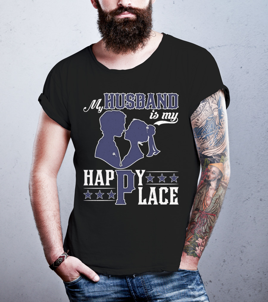My Husband Is My Happy Place Silhouette Stars T-Shirt
