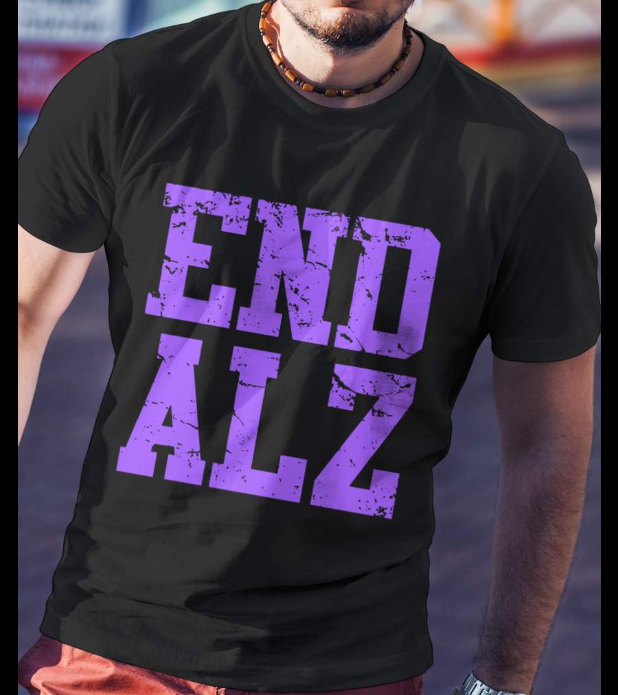 END ALZ Alzheimers Awareness Purple Text T-Shirt