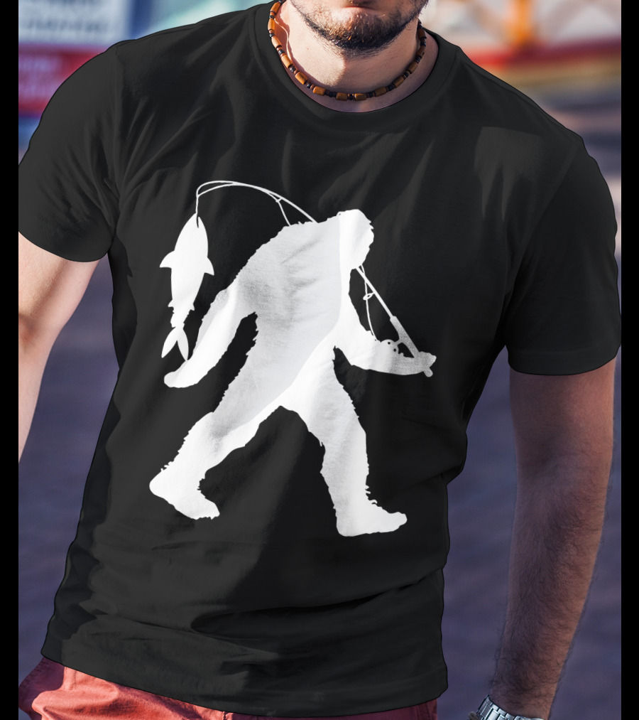 Bigfoot Fishing With Catching Fisherman T-Shirt