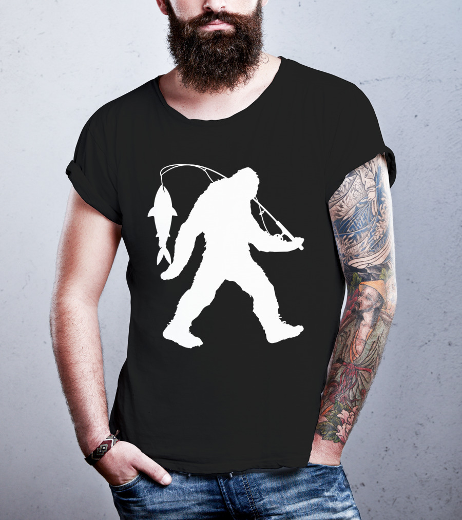 Bigfoot Fishing With Catching Fisherman T-Shirt