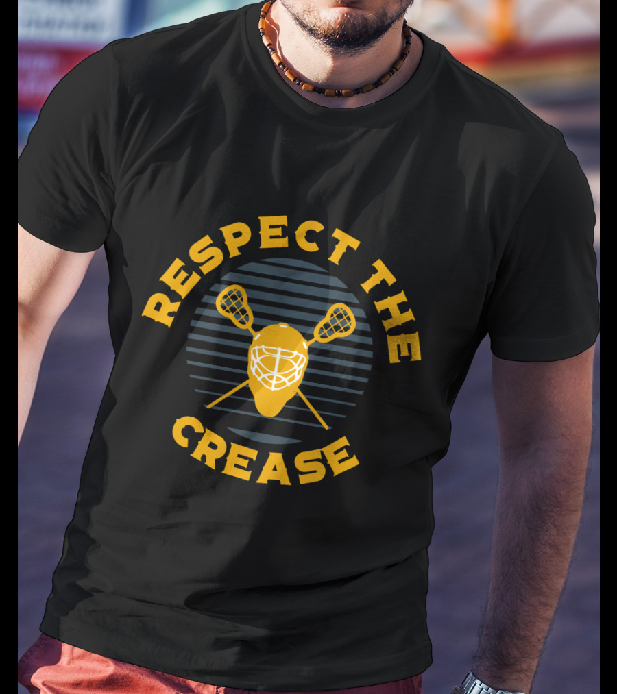 Respect The Crease Lacrosse Goalie Mask And Sticks T-Shirt