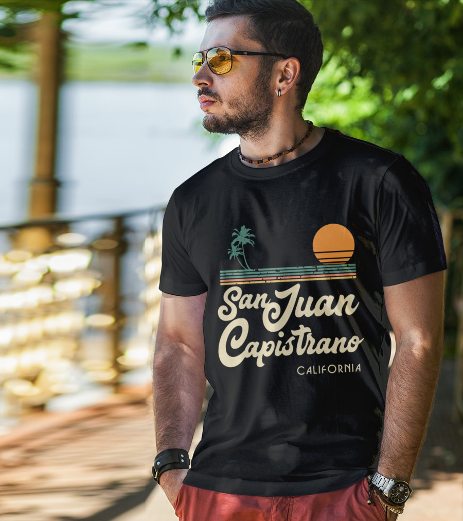 San Juan Capistrano California Vintage Sun And Palm Trees T-Shirt