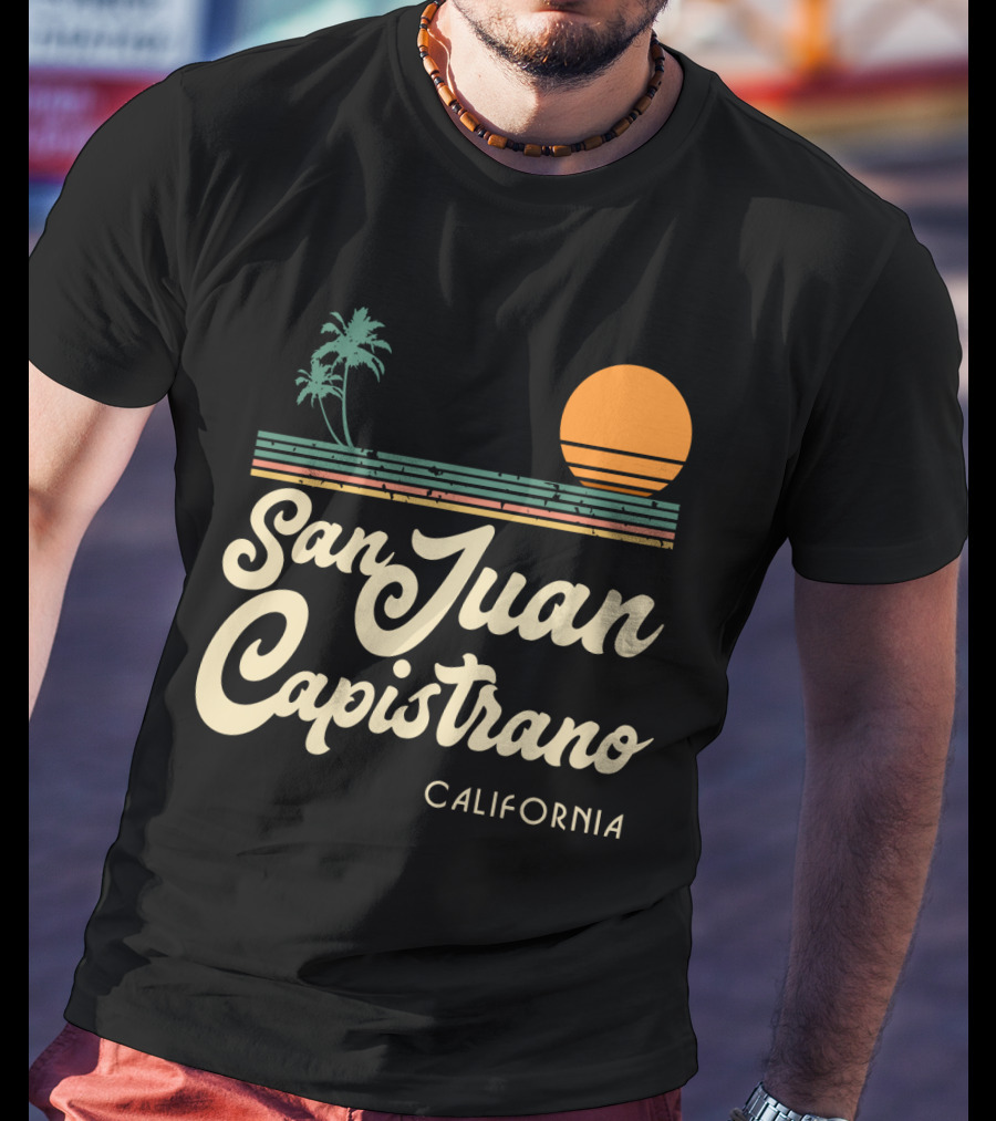 San Juan Capistrano California Vintage Sun And Palm Trees T-Shirt