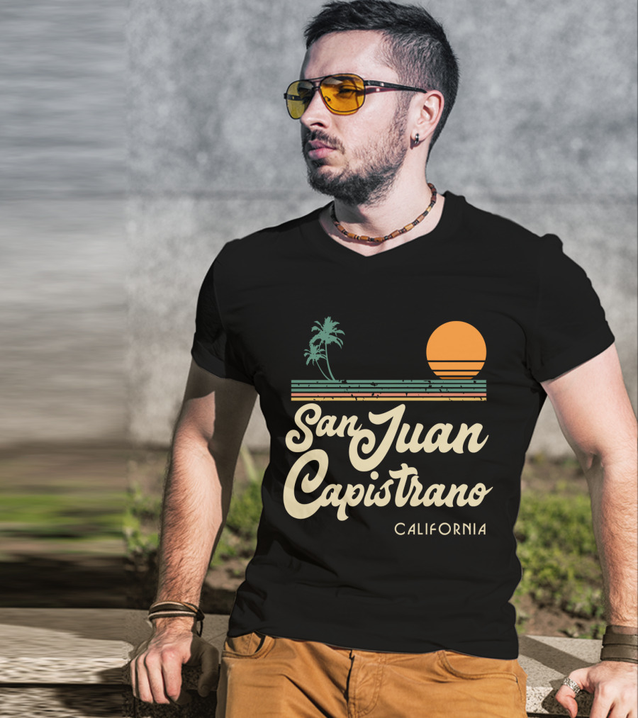 San Juan Capistrano California Vintage Sun And Palm Trees T-Shirt
