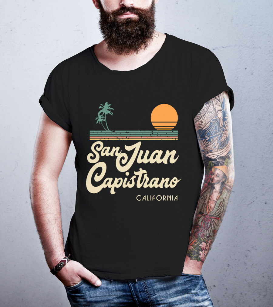 San Juan Capistrano California Vintage Sun And Palm Trees T-Shirt