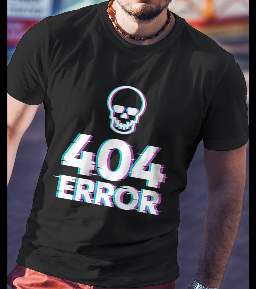 404 Error Skull Glitch T-Shirt