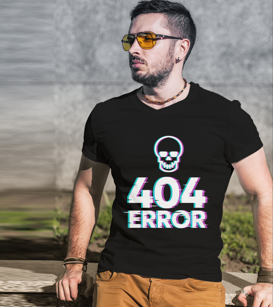 404 Error Skull Glitch T-Shirt