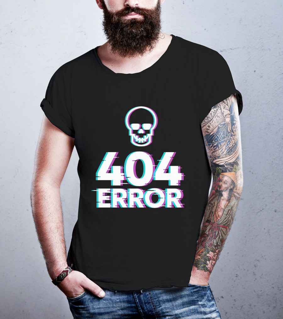 404 Error Skull Glitch T-Shirt