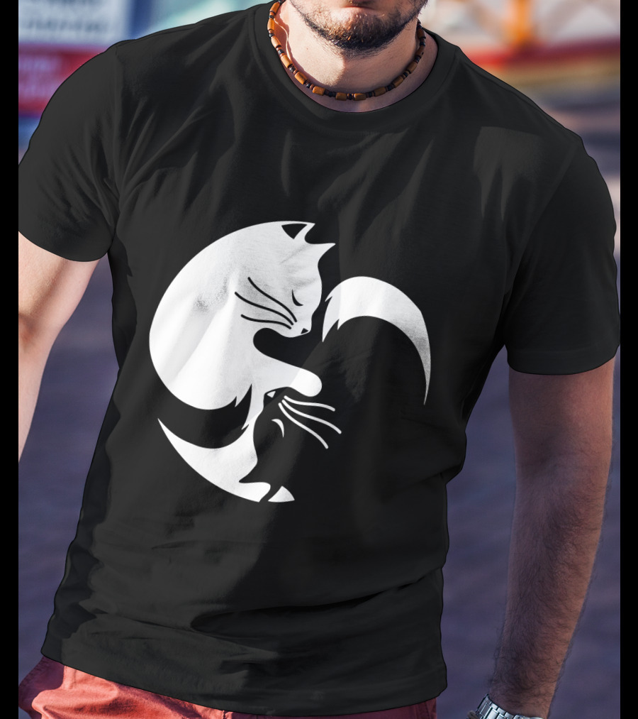 Cat Yin Yang Spiritual Meditation Yoga Balance T-Shirt