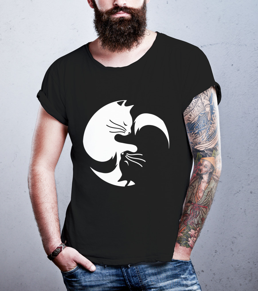 Cat Yin Yang Spiritual Meditation Yoga Balance T-Shirt