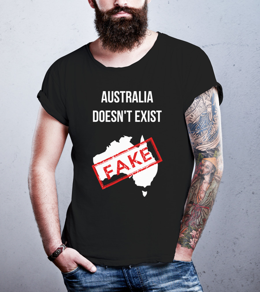 Australia Doesn't Exist Fake Flat Earth Society T-Shirt