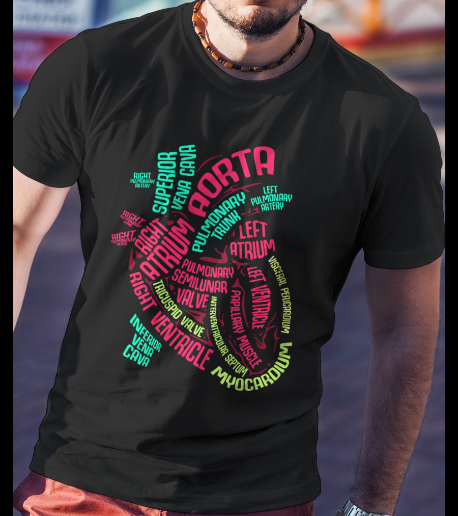 Heart Anatomy Aorta Ventricle Atrium Myocardium Pulmonary Cardiac Nurse T-Shirt