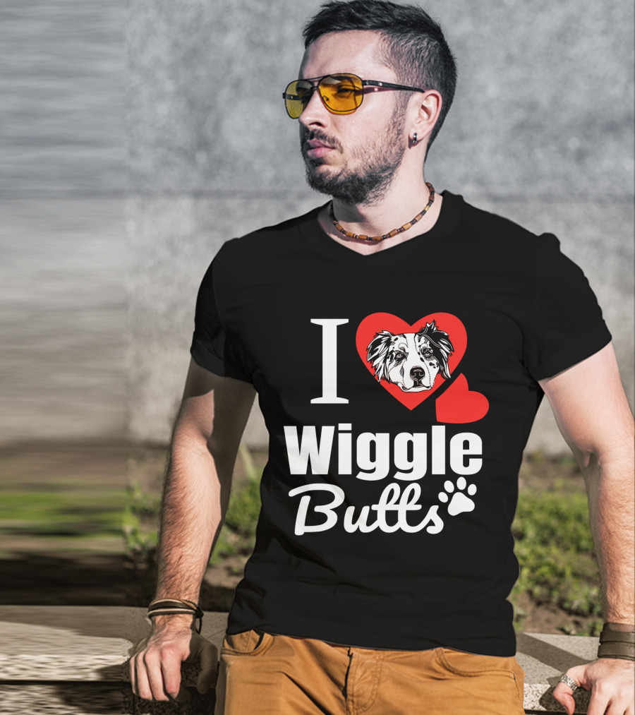 I Love Wiggle Butts I Heart Australian Shepherd T-Shirt