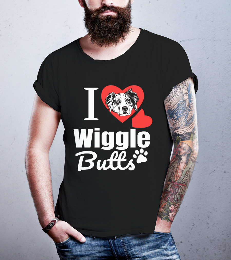 I Love Wiggle Butts I Heart Australian Shepherd T-Shirt