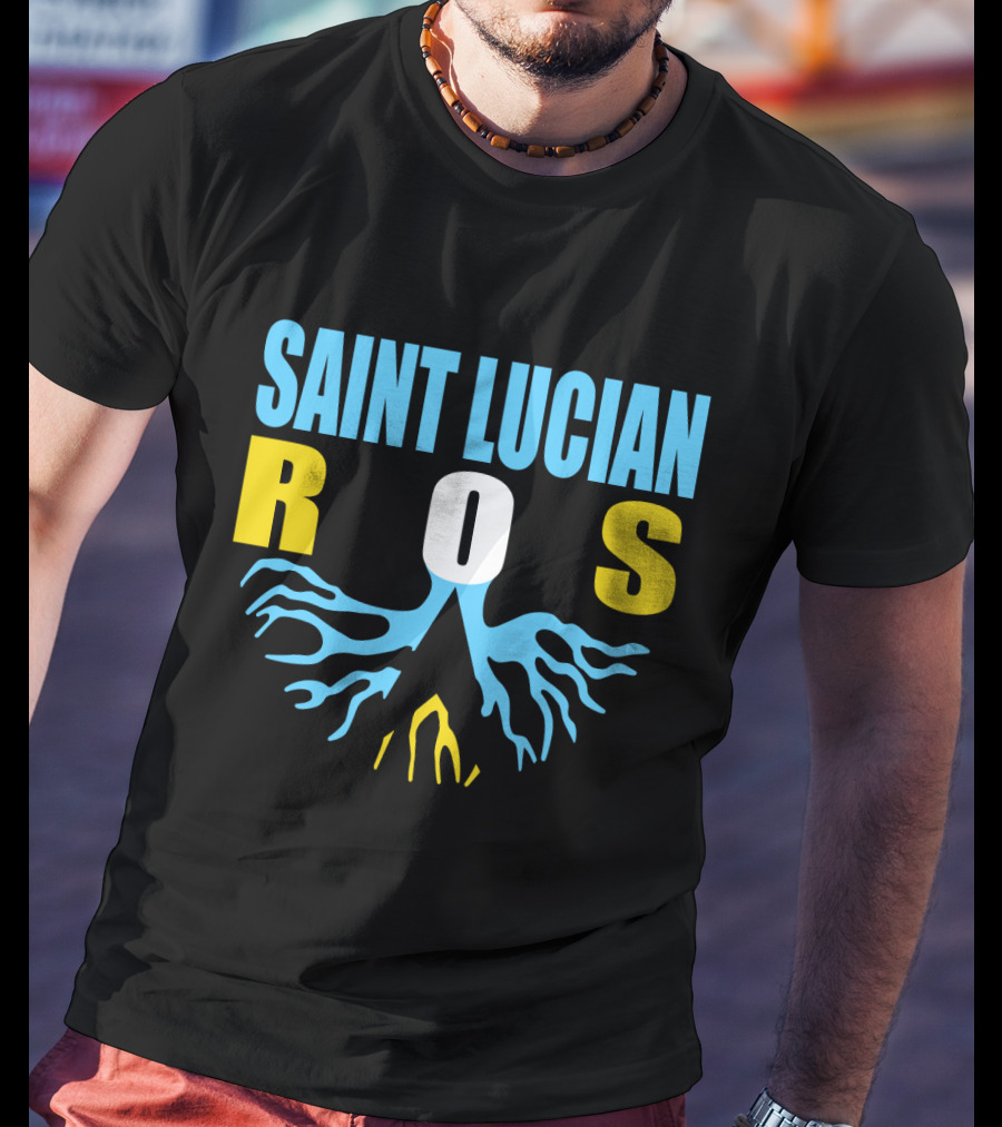 Storecastle Saint Lucian Roots With Saint Lucia Flag Colors T-Shirt