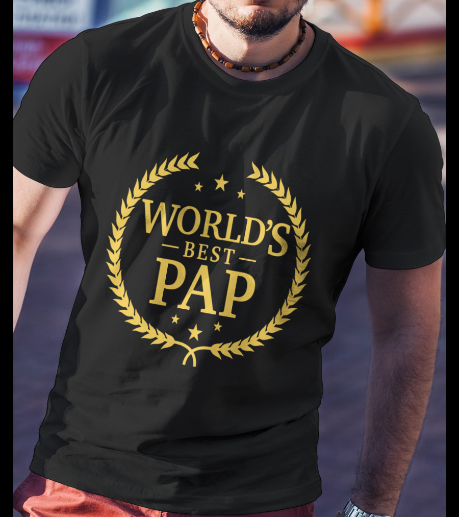 World's Best Pap Gold Laurel Stars T-Shirt