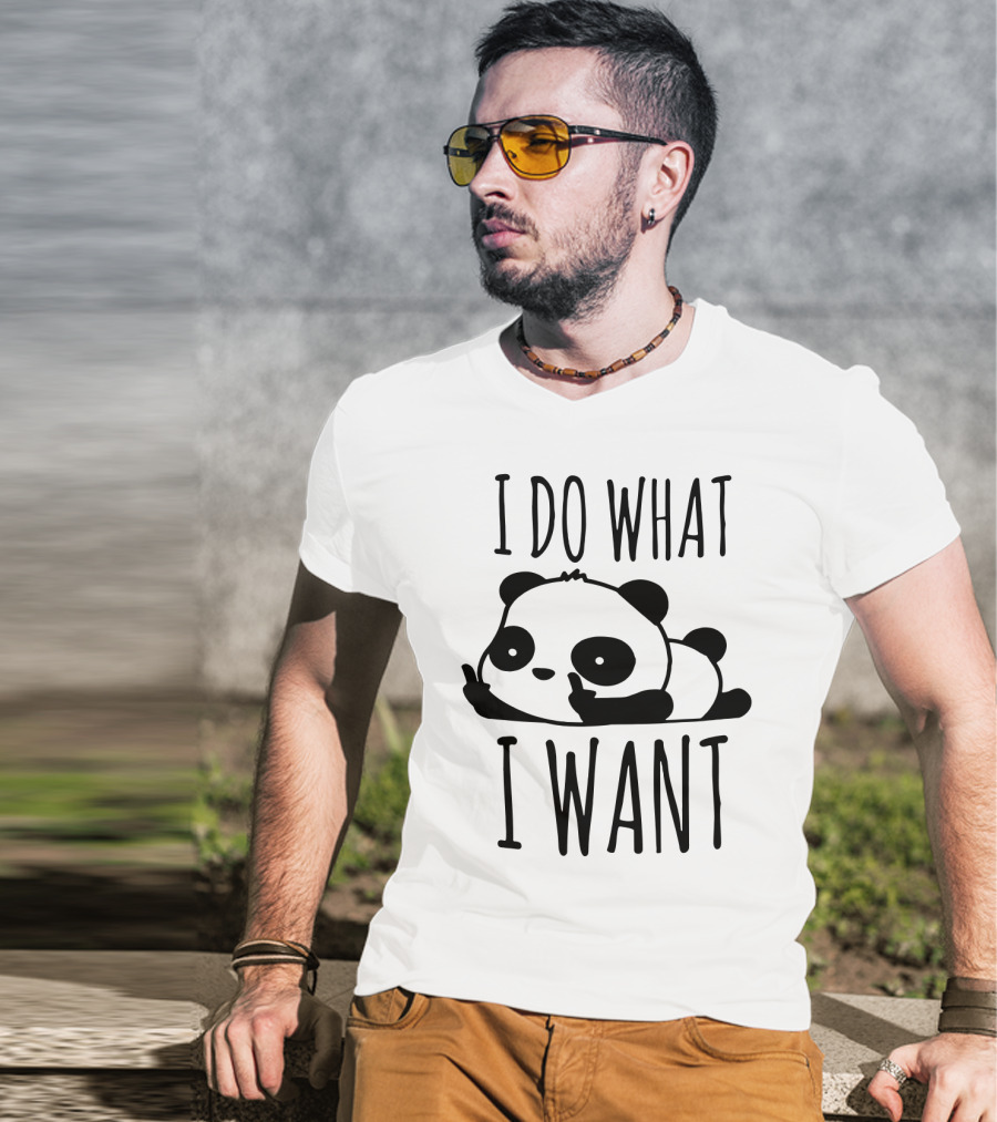 I DO WHAT I WANT Panda Peace Fingers T-Shirt