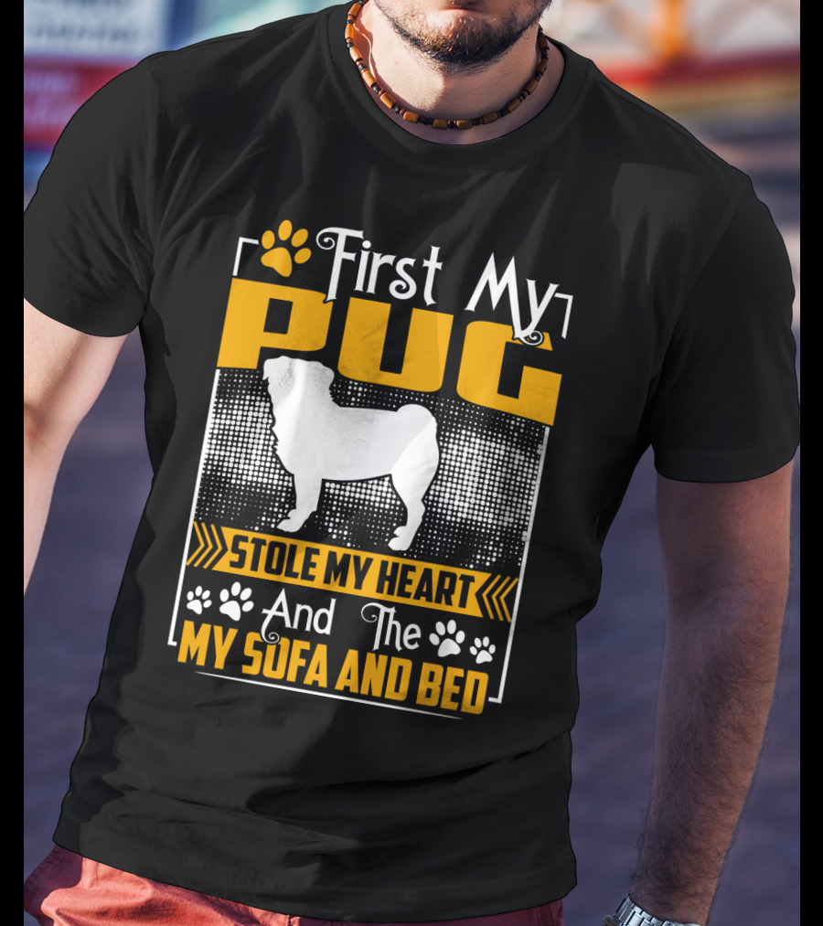 First My Pug Stole My Heart And Then My Sofa And Bed T-Shirt